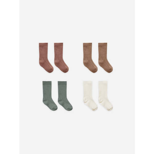 Set of 4 Socks: Ivory, Dusk, Pecan, Cocoa
