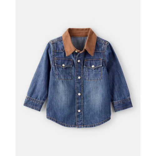 Baby Boy Western Denim Long-Sleeve Button-Down Shirt - Blue - OshKosh | Carter's
