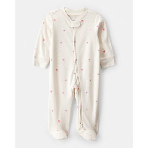 Baby Girl Valentine's Day Candy Heart 100% Cotton Snug Fit 2-Way Zip Sleep & Play Pajamas - Cream - Carter's | Carter's