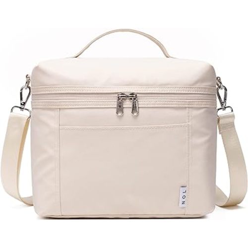 NOL Natural Organic Lifestyle Insulated Lunch Bags for Women Cooler Bag Lightweight Nylon Waterproof Lunch Box For Work（Medium, Cream