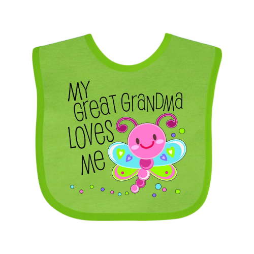 Inktastic My Great Grandma Loves Me Cute Dragonfly Boys or Girls Baby Bib