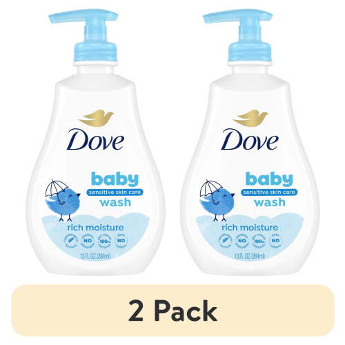 (2 pack) Baby Dove Sensitive Skin Care Baby Wash For Baby Bath Time Rich Moisture Hypoallergenic And Tear-Free,13 fl oz