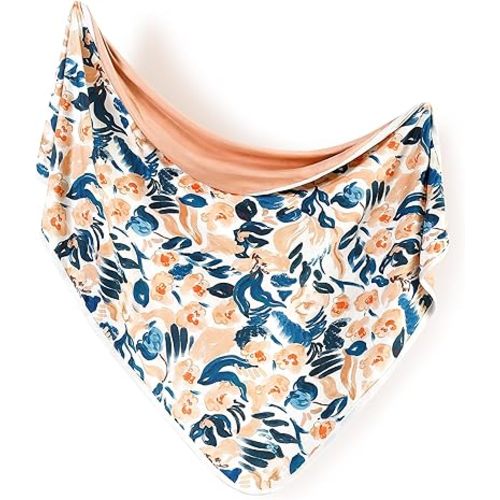 GRSSDER Baby Blankets Super Soft Stretchy Jersey Knit Swaddle Blanket for Baby Girls, Stylish Double Layer Receiving Blankets 34 x 44 Extra Large for Swaddling, Blush & Flora