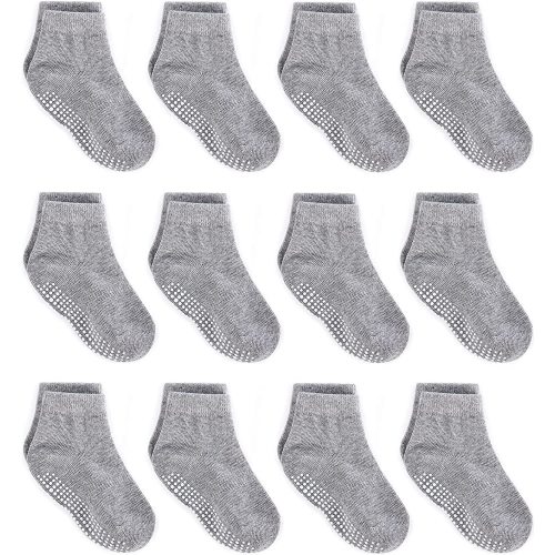 ZAPLES Baby Non Slip Grip Ankle Socks with Anti Skid Grippers Boys Girls Low Cut for Infants Toddlers Kids