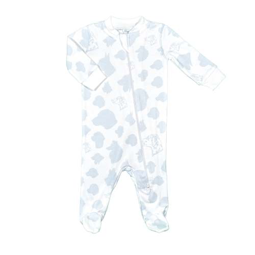 Children’s pima Footie Pajama with light blue dog silhouette pattern – Heyward House