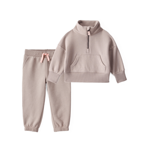 Baby Girl 2-Piece DayDream Fleece Quarter-Zip Pullover Sweatshirt & Joggers Set - Brown - Carter's | Carter's