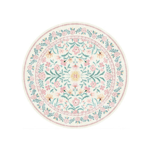 Winston Porter Machine-washable pink carpet Round bohemian floral rug & Reviews | Wayfair