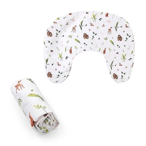 Boppy Nursing Pillow Cover - Soft, Hypoallergenic Washable Microfiber Bottle & Breastfeeding Pillow Covers (Redesigned Feeding Pillow Sold Separately) - Neutral Plants and Animals