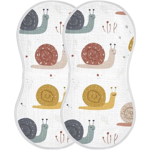 Forest Cute Snail Burp Cloths Baby Boys Girls Absorbent Soft Cotton Burping Cloths Rags, 2 Pack
