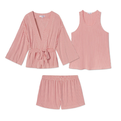 LAKE | Women | DreamModal Pajamas | Terrace Pencil Stripe Kimono Shorts Bundle