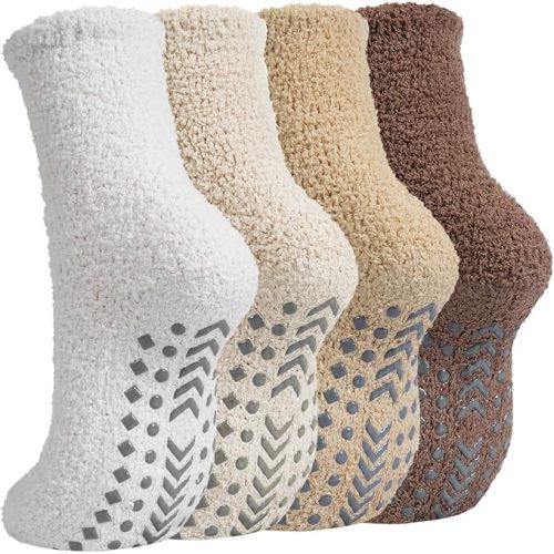 Non Slip Socks for Women,Fuzzy Slipper Fluffy Cozy Socks for Hospital