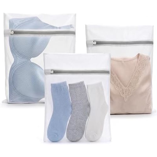 Muchfun 3Pcs Durable Fine Mesh Laundry Bags for Delicates 12 x 16 Inches