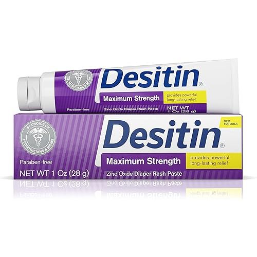 Desitin Maximum Strength Baby Diaper Rash Cream with 40% Zinc Oxide, Travel Size, 1 oz (Pack of 6)