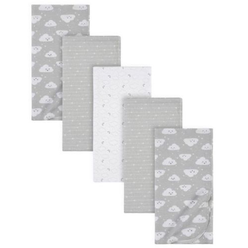 Gerber Baby Flannel Receiving Blankets, Clouds, 5-Pack