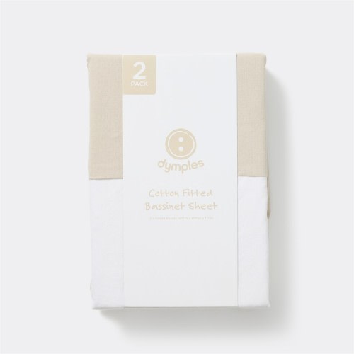 Dymples Cotton Fitted Bassinet Sheet 2 Pack - Natural