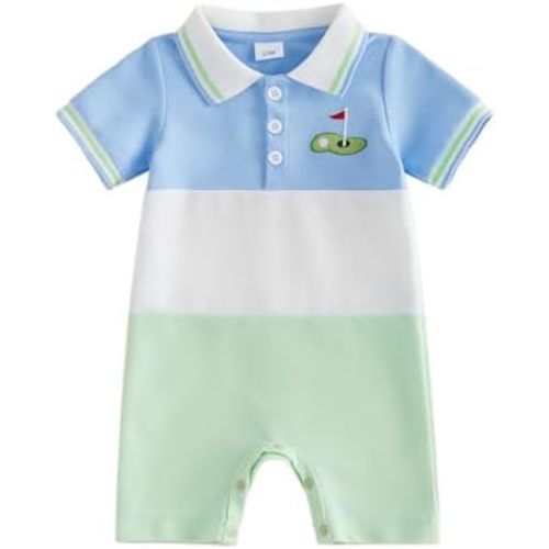 BemeyourBBs Newborn Baby Boy Golf Outfit Short Sleeve Lapel Romper Jumpsuit One Piece Outfit Spring Summer Clothes