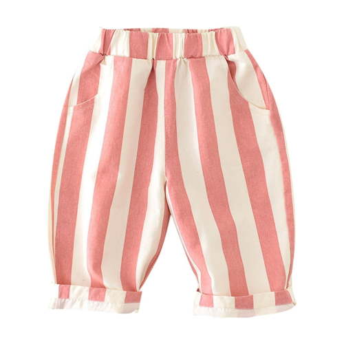 Jalioing Striped Pant Toddler Baby Elastic Waist Trouser Casual Summer Lounge Pants with Pockets