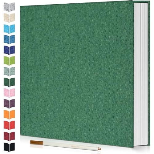 Photo Album Self Adhesive Scrapbook,Large Photo Book for 4x6,5x7,8x10 Pictures,DIY Album for Baby Wedding Family Travel Birthday,with Metallic Pen and Scraper