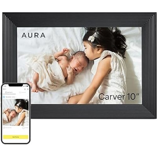 Aura 10" HD WiFi Digital Picture Frame – Free Unlimited Cloud Storage – Send Photos from Phone – No Subscription – Auto On/Off – Gift for Parents & Grandparents (Black, 10")