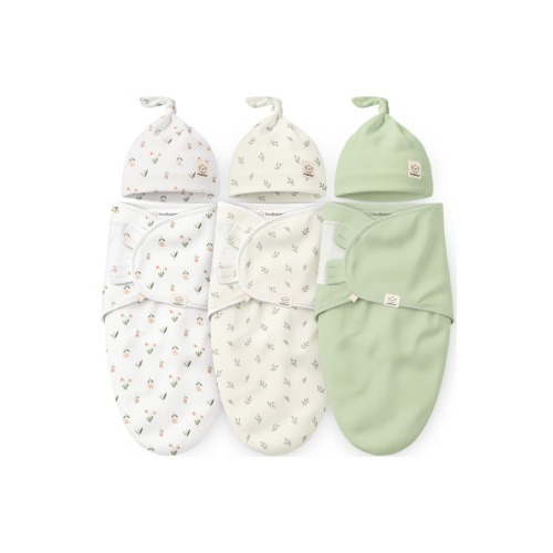 3-Pack Soothe Swaddle Wraps with Knot Hats, Medium