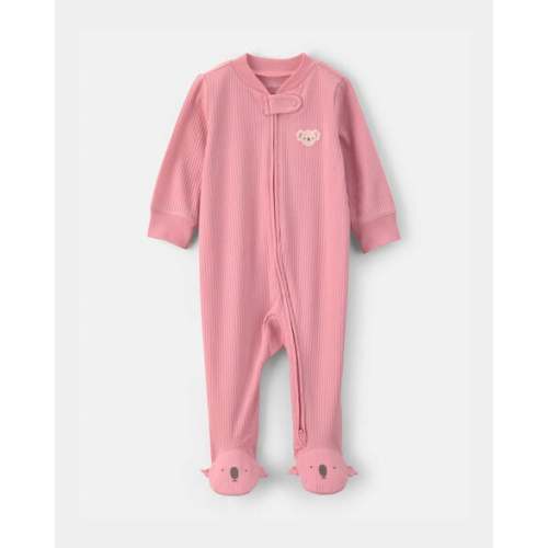 Baby Girl Koala Cotton 2-Way Zip Sleep & Play Pajamas - Pink | Carter's