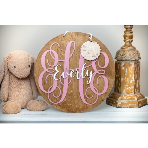 Baby Hospital Sign Door Hanger Floral Nursery Name Sign Birth Stat Sign Hospital Door Wreath Baby Announcement Sign Round Name Sign Gift