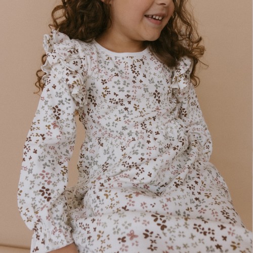 Organic Ruffle Sleeve Dress - Garden