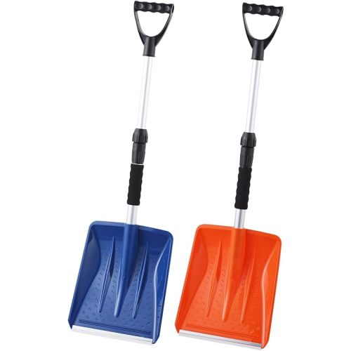 Kids Snow Shovel Snowman Maker Portable Snow Removal Winter Emergency Tools for Car Driveways Use with Extendable Handle Foam Grip Aluminum Wear Strip