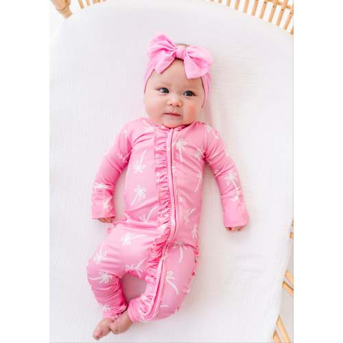 Pink Palms Ruffle Convertible Romper