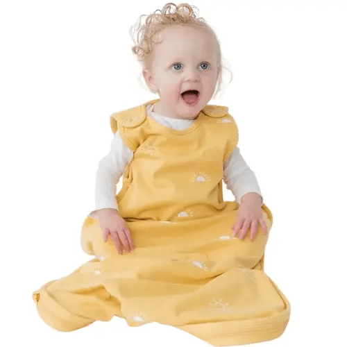 Woolino 4 Season Sleep Sack - Ultimate Merino Wool and Organic Cotton Sleeping Bag - Two-Way Zipper Adjustable Universal Size Sleep Sack for Baby (2-24 Months) - Sun