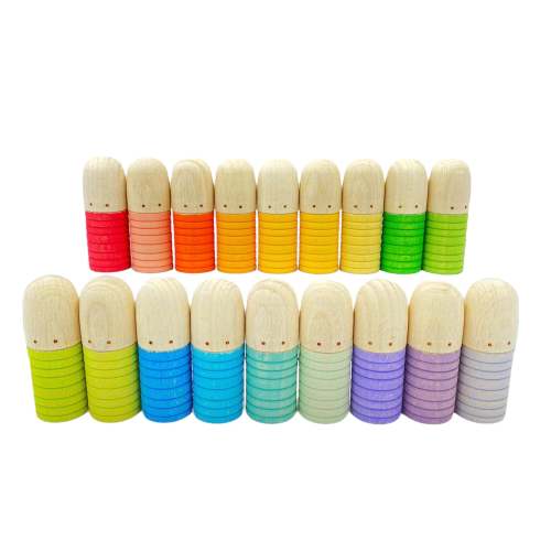 18 Pcs STAINED Wooden Brots Set