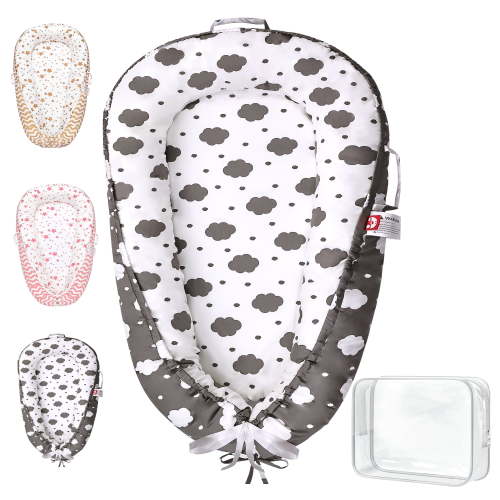 TAYYEE Baby Playmat for 0-24 Months, Portable Infant Lounger with Carry Handle, Gray, 34 x19 Inches