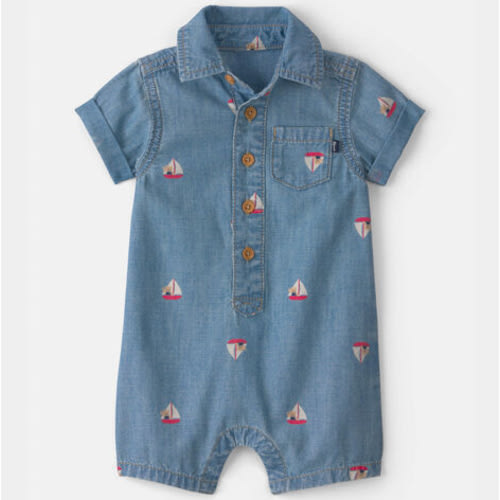 Baby Teddy Bear Sailboat Chambray Romper - Indigo - OshKosh B'gosh | Carter's