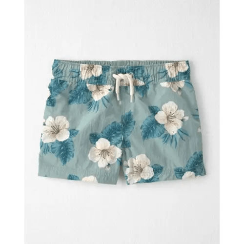 Toddler Boy Recycled Swim Trunks in in Blue Hibiscus - Little Planet | Carter's