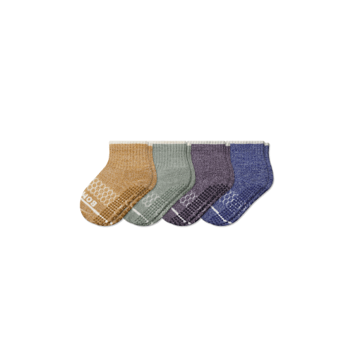 Toddler Merino Wool Blend Gripper Calf Sock 4-Pack