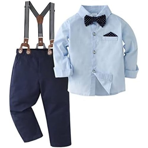 DISAUR Baby Boy Clothes Suits Toddler Dress Shirt With Bowtie Suspender Pants Outfit Sets Gentleman Wedding 1-6 Years