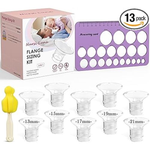 Flange Sizing Kit 3-in-1 with 13/15/17/19/21mm for 24mm Electric Breast Pump Flanges/Shields, 10PCS Soft Silicone Flange Inserts for More Comfortable Pumping, BPA-Free, Essential for Moms