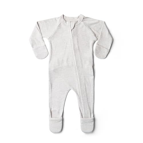 Goumikids Convertible Baby Footie Pajamas, 2-Way Zipper and Mitten Cuffs, Organic Cotton, 3-6 Months, Storm Gray