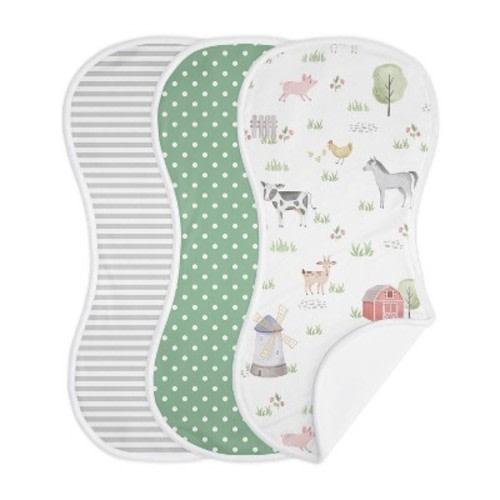 Sweet Jojo Designs Gender Neutral Baby Burp Cloths Farm Animals 3pc