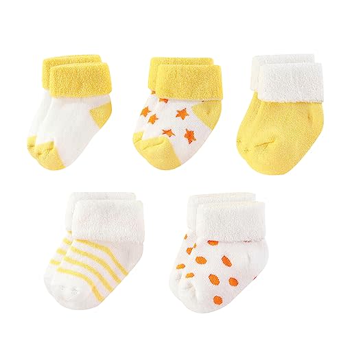 MAMIMAKA Unisex Baby Terry Socks 5-Pack for Baby boy and girl 0-12 Months Warm Cotton Socks