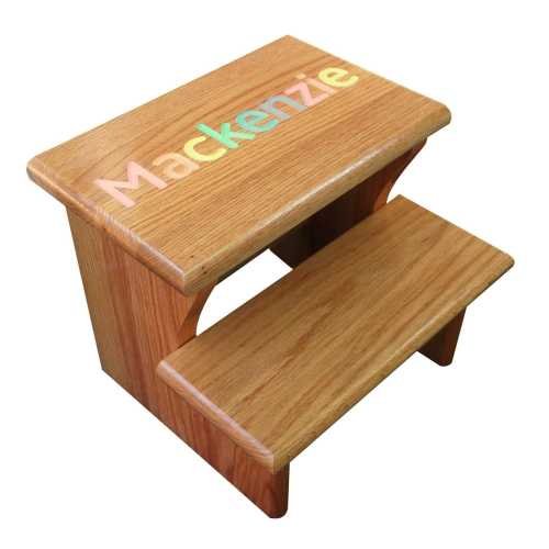 Personalized Oak 2-Step Stool: Engraved Name, Kids Gift
