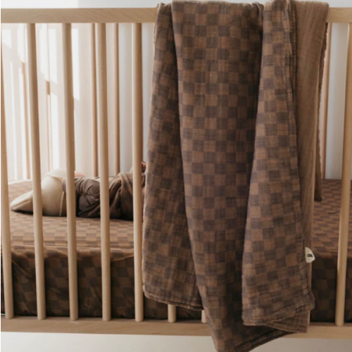 Muslin Quilt | Faded Brown Checkerboard | MOOGCO Baby