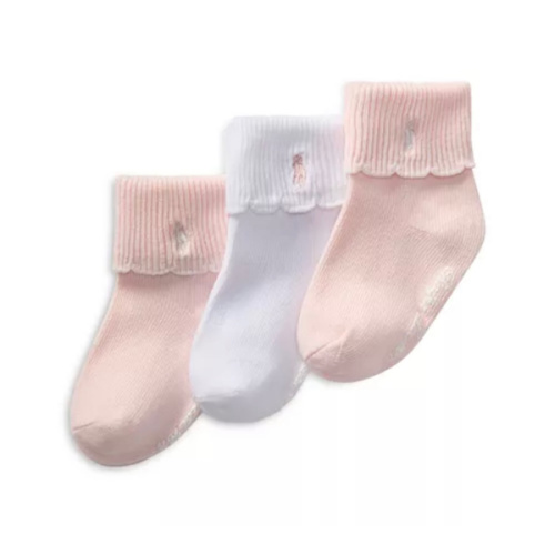 Girls' Scalloped Edge Turn Cuff Socks, Pack of 3 - Baby