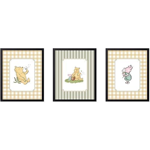 Monem Art 3-Piece Classic Characters Print - Pooh & Friends Poster - Nursery Art - Aesthetic Story Book Wall Design - Great Playroom or Kid's Room Decor - 8x10 UNFRAMED Wall Art