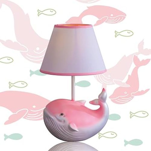 Whale Lamp,Kids Lamp, Night Lights,lamp with Fabric Lampshade, Compatible with E26 Bulb, USB Interface, Perfect for Girls' Room, Ideal Gift Choice