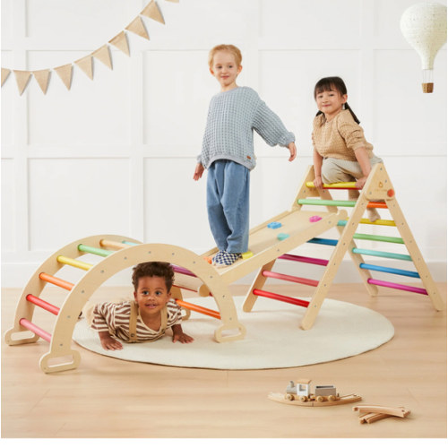 Tiny Land® Pikler Triangle 7-in-1 Montessori Climbing Set