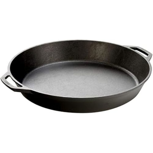 Lodge 17 Inch Pre-Seasoned Cast Iron Skillet - Dual Assist Handles - Use in the Oven, on the Stove, on the Grill, or Over a Campfire - Black