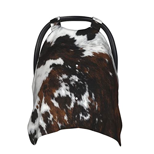 Cowhide, Cow Skin Print Pattern Baby Car Seat Canopy Cover Multi Use Nursing Cover for Newborn Car Seat Canopy Mom Nursing Breastfeeding Covers Newborn Shower Gift