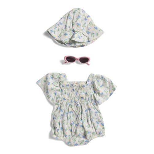 Newborn Girls 3pc Romper Set With Hat And Sunglasses | Kids & Baby | T.J.Maxx