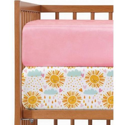 CGK Linens Microfiber Baby Crib Sheets – 2-Pack, Soft, Breathable Fitted Crib Sheets, Oeko-Tex Certified in Sunny Drop, Size Standard Crib/Toddler
